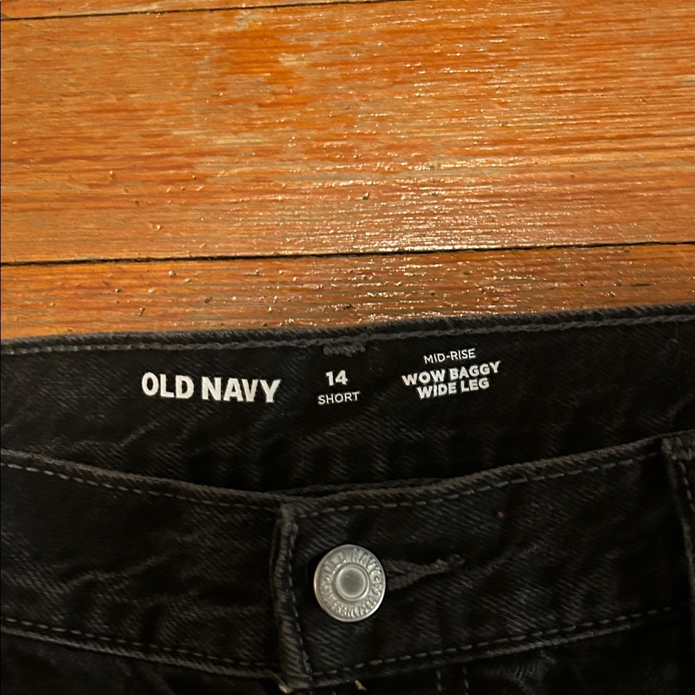Old Navy Washed Black Jeans Baggy Wide Leg Women’s Size 14 Short - Picture 7 of 9